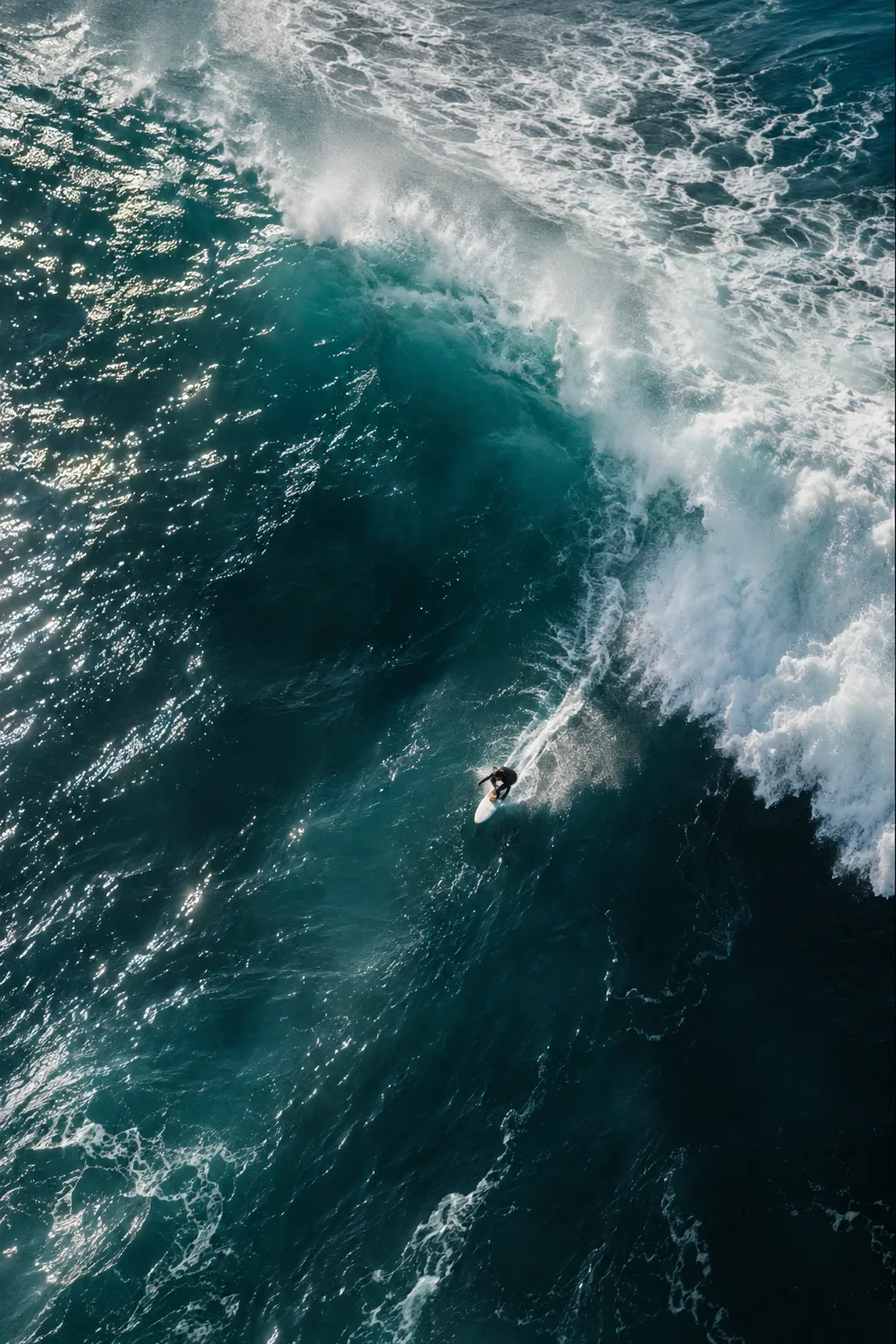 Vague turquoise et surfeur, visuel généré par IA
